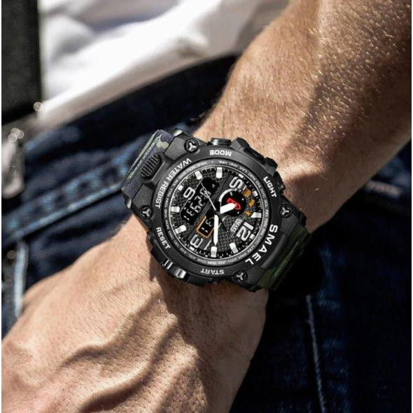 Водостійкий тактичний кварцовий годинник Smael Tank black Вінниця - фото 6