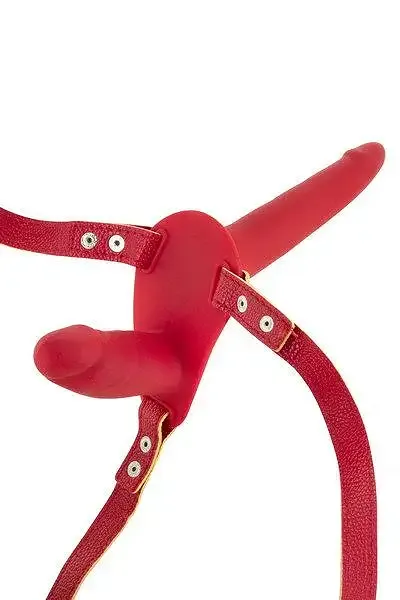 Подвійний страпон Fetish Tentation Strap-On with Double Dildo Red Львів - фото 3
