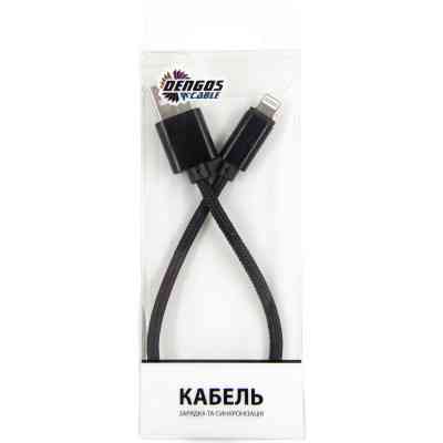Дата кабель USB 2.0 AM to Lightning 0.2m black Dengos (NTK-L-SHRT-BLACK) Вінниця