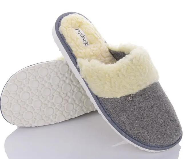 Хатні капці чоловічі закриті з теплою устілкою з овчини PaGo "Вовк "сірі 48 Одеса - фото 1