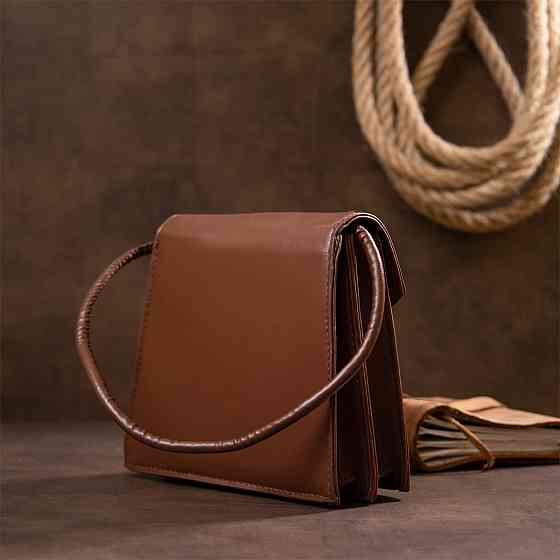 Горизонтальная сумка угловидная из кожзаменителя Vintage sale_14933 Коричневая Киев