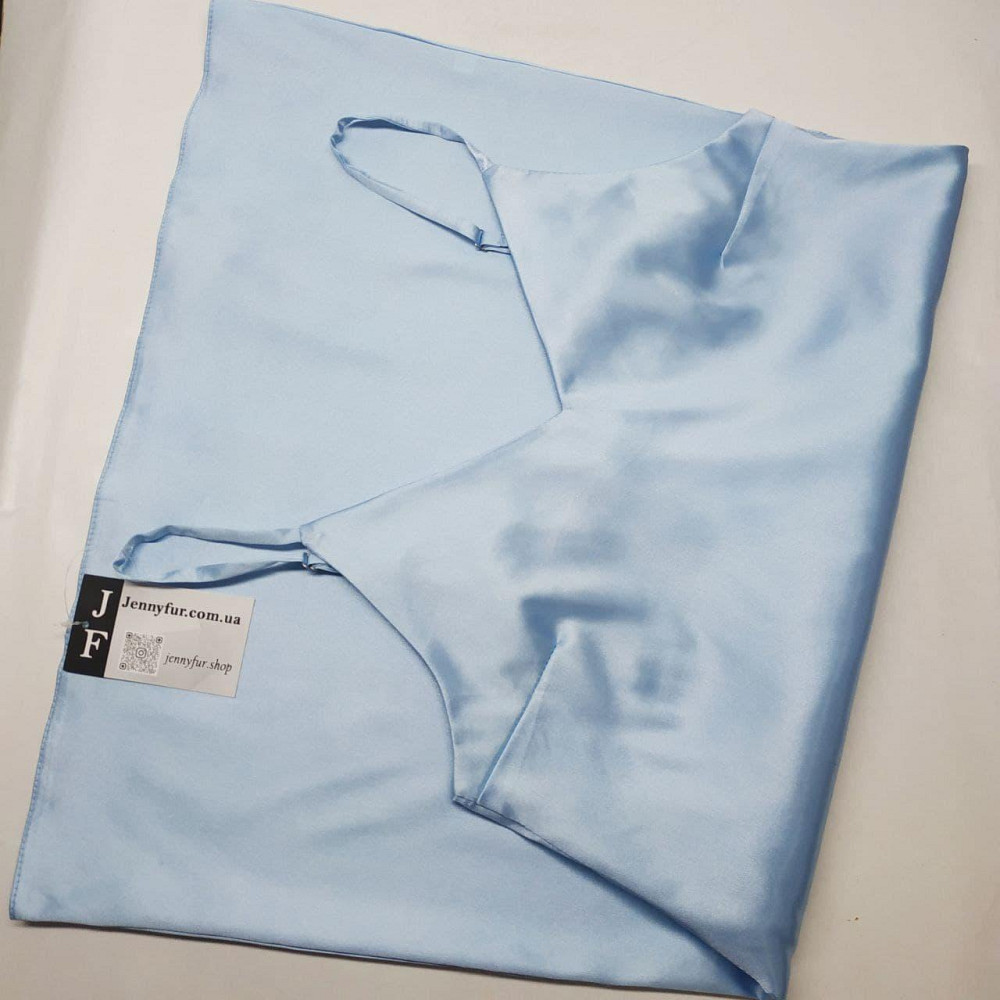 Женская ночная рубашка атласная на регулируемых бретельках Голубой S Харьков - изображение 2