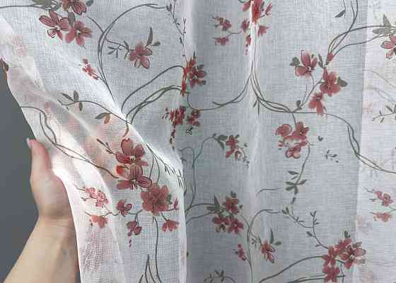 Тюль VR-Textil 1534т Flora Батист Белый с красно-коричневым 300х270 см (42-0445) Киев