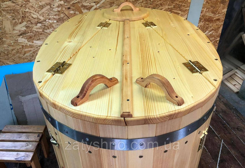 Фітобочка 1 метр у діаметрі дерев'яна з сидінням із смереки Київ - фото 3