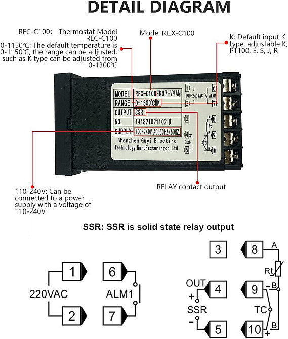 Терморегулятор REX-C100 с термопарой Киев - изображение 7