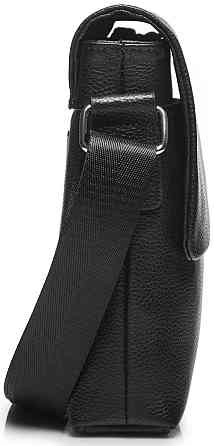 Кожаная мужская сумка через плечо мягкая черная Tiding Bag 12977 Киев