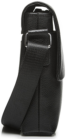 Кожаная мужская сумка через плечо мягкая черная Tiding Bag 12977 Киев - изображение 5