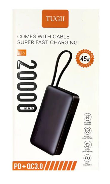 Power Bank TUGII Y45 20000 мАг, 77Вт·год, PD 45Вт, QC 22.5Вт, для ноутбука/MacBook Одеса - фото 3