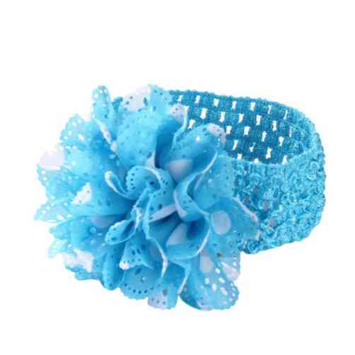 Пов'язка дитяча в горошок блакитна - окружність 26-44см, квітка 10см Київ