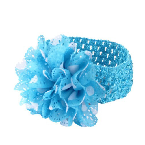 Пов'язка дитяча в горошок блакитна - окружність 26-44см, квітка 10см Київ - фото 1