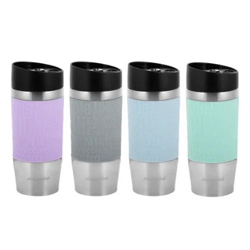 Термочашка 280мл з TPR вставкою нержавіюча сталь (ментол.,блакитний,ліловий,сірий) Kamille 2152 Житомир - изображение 1