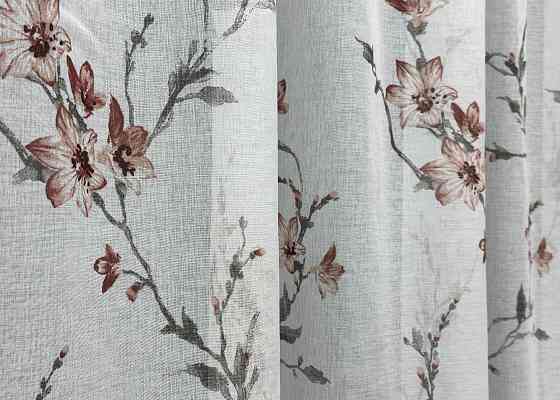 Тюль VR-Textil 1539т Flora Батист Білий з теракотово-сірим 400х270 см (42-1178) Київ