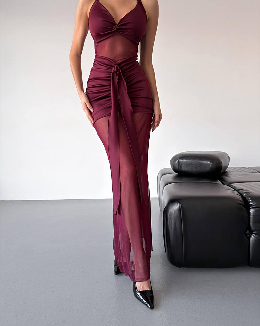 Женское стильное элегантное полупрозрачное платье микродайвинг + сетка 44/46 Одесса - изображение 1