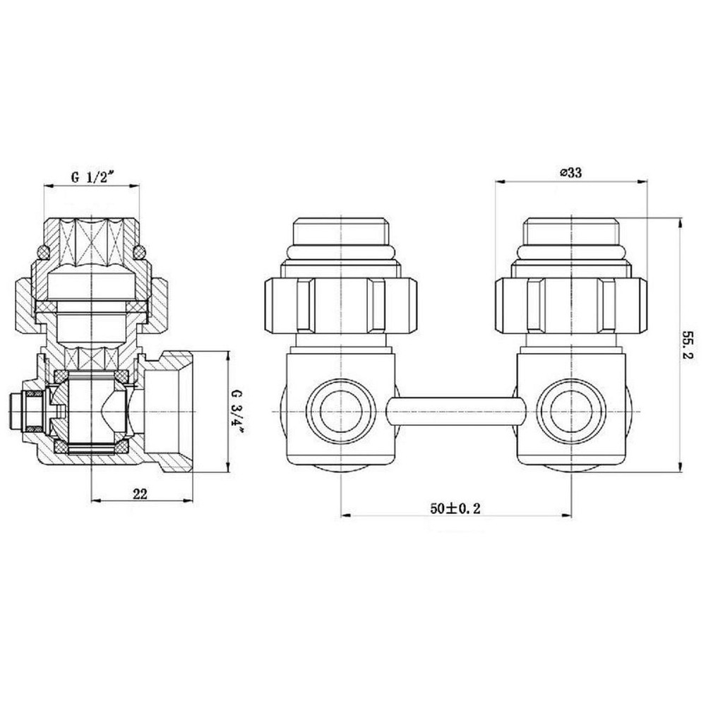Узел нижнего подключения панельного радиатора SOLOMON NV 5102 угловой шаровой 3/4″ (000010945) Киев - изображение 2