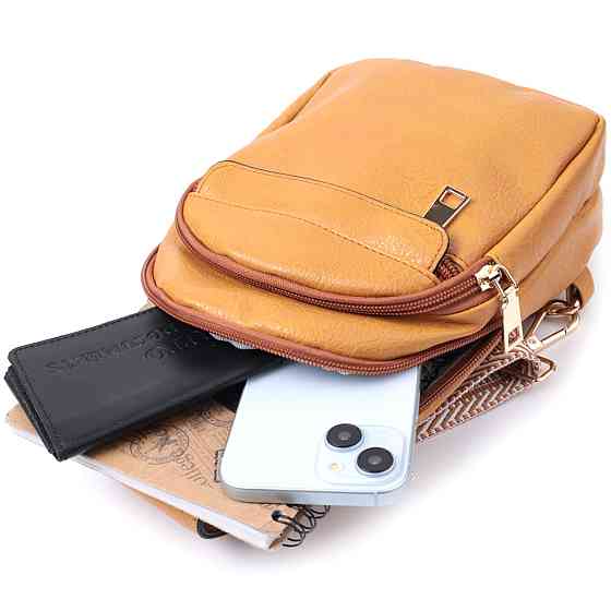 Яскрава жіноча сумка через плече з отвором для навушників з екошкіри Жовтий (Vintage) Київ