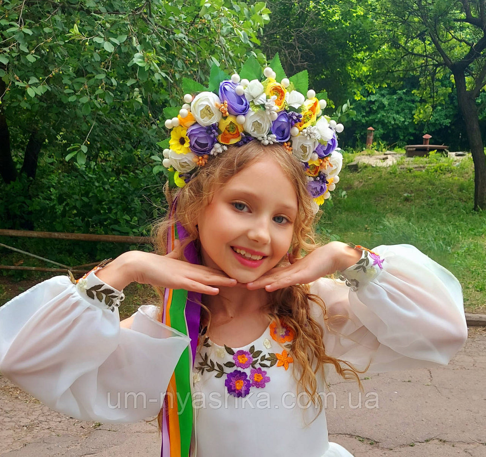 Віночок ободок з квітами "Сценічний зі стрічками" Кривий Ріг - фото 1