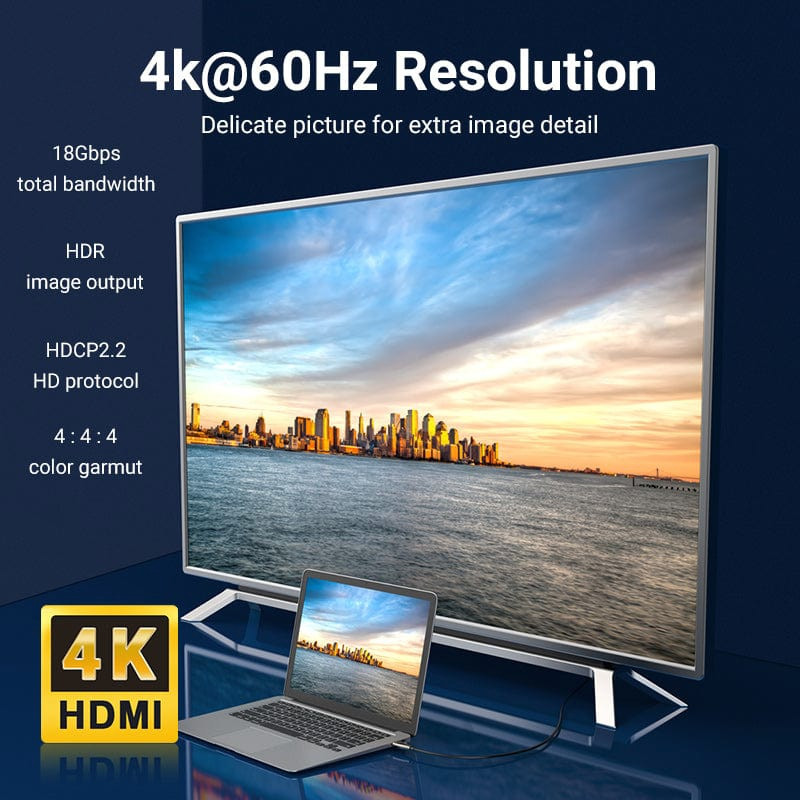 Кабель HDMI M - M, 30.0 м, V2.0, Optical 4K 60Гц 18Gbps Dolby 7.1 PVC Black Zinc Alloy Vention Вінниця - фото 6