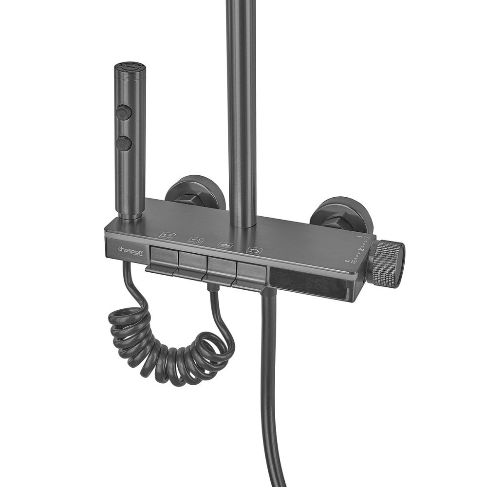 Душевая колонна Champion PBL-009-J Graphite с кнопочным смесителем, 4 режима CH6 Харьков - изображение 9