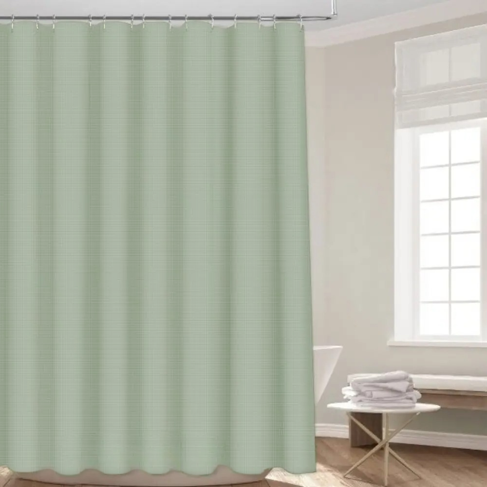 Набір шторка для ванної та душу 178x183 см, штора з підкладкою для ванної з гачками, зелена, жакардовий візерунок Кам'янець-Подільський - фото 4