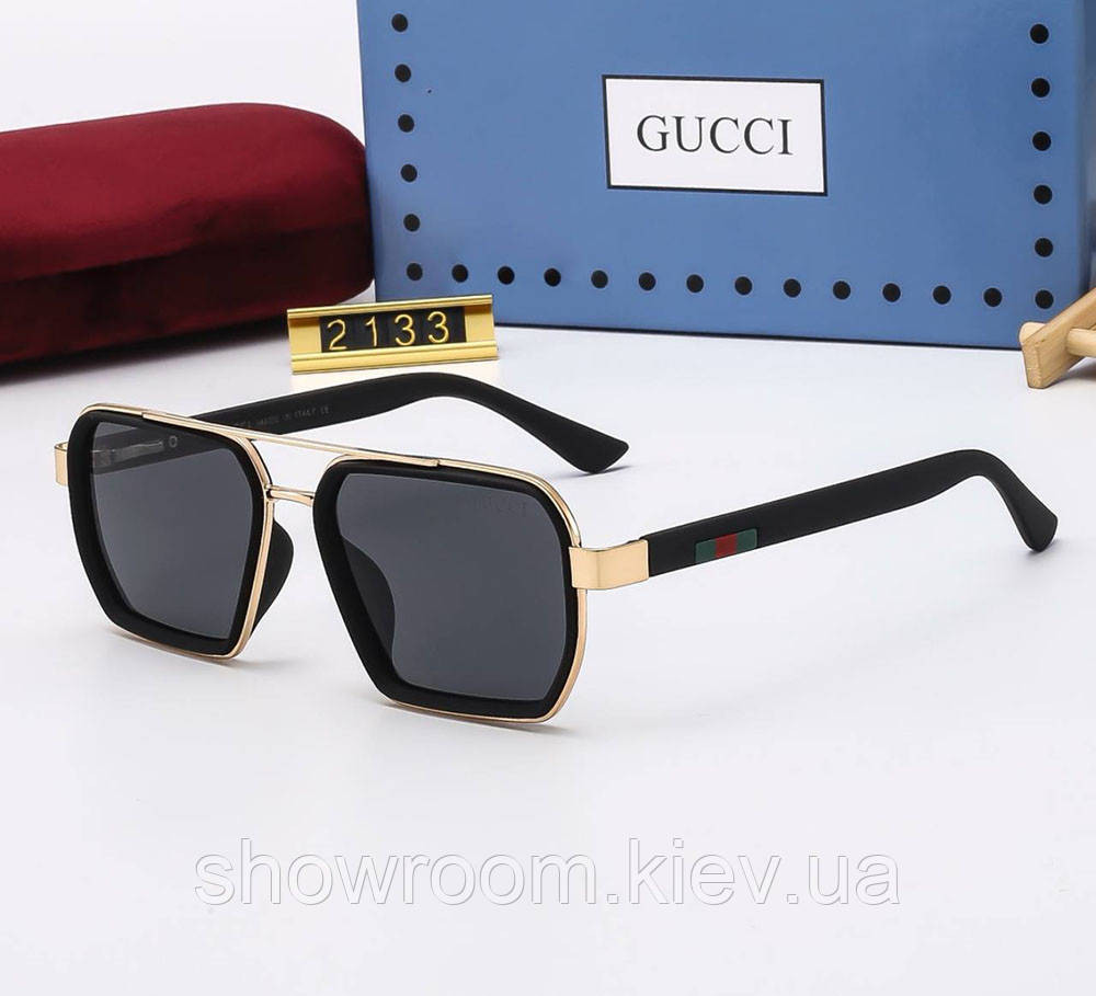 Мужские прямоугольные солнцезащитные очки GG (036) gold Киев - изображение 2