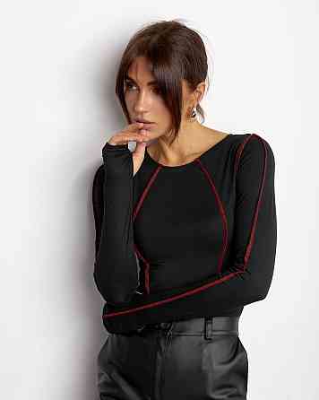 Жіночий базовий боді з кантом біфлекс Чорний, 46/48 Одеса