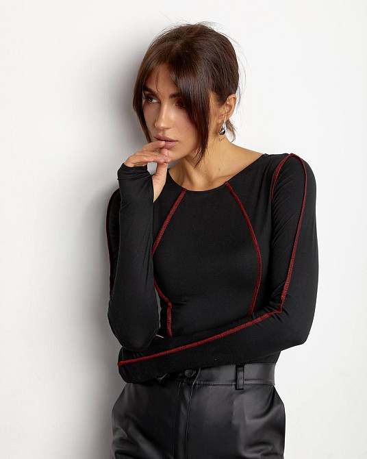 Женский базовый боди с кантом бифлекс Черный, 46/48 Одесса - изображение 4