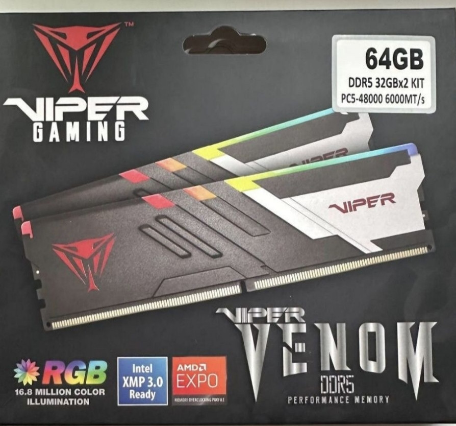 Ddr5 64gb 6000cl36 viper venom RGB, Нова на пломбі Харків - фото 3