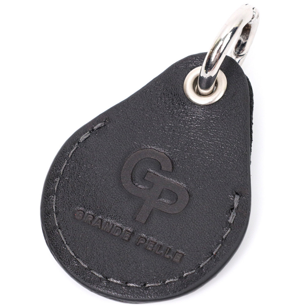 Шкіряний брелок-тримач для Apple AirTag GRANDE PELLE 11616 Чорний Київ - фото 6