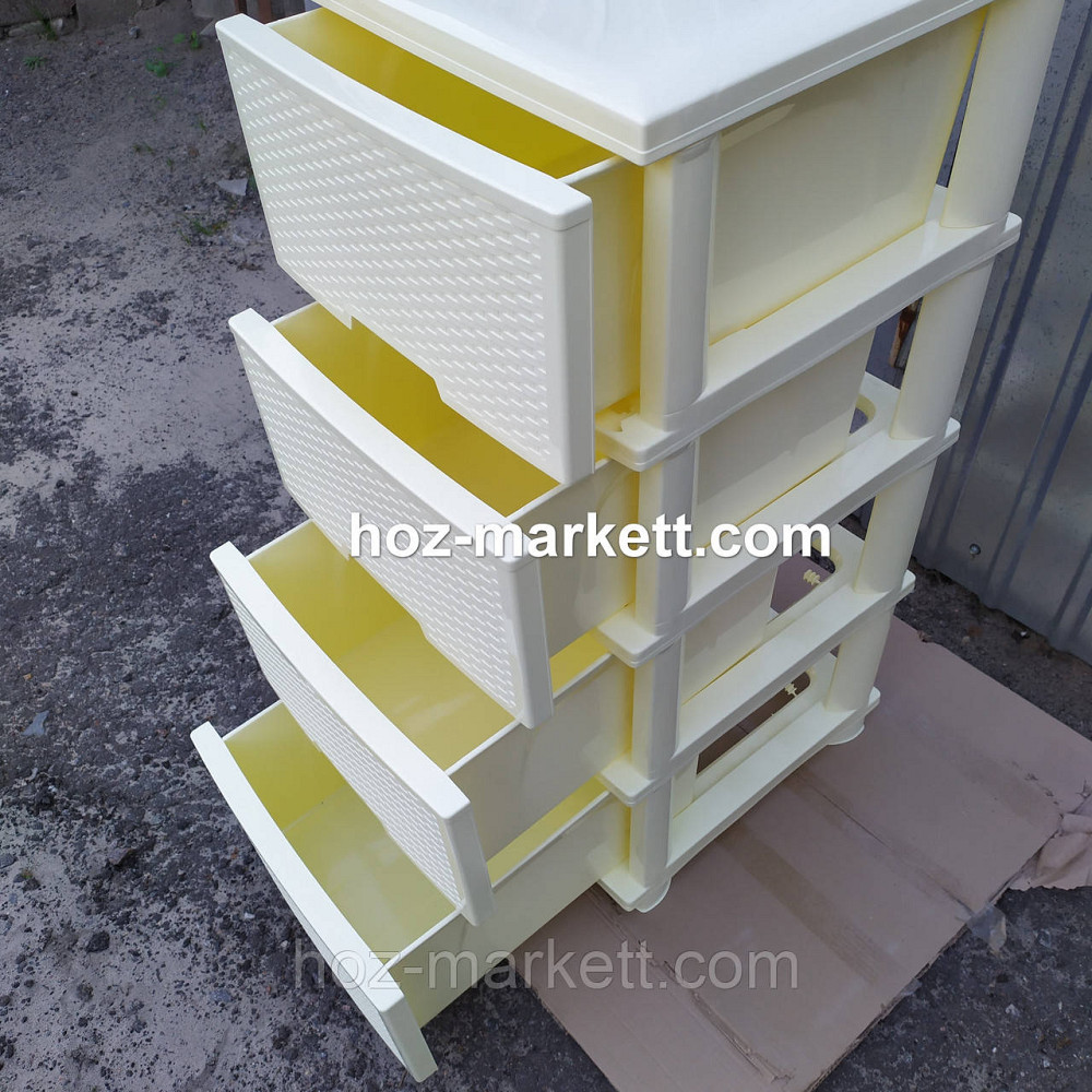 Комод плетінка на 4 ящики ротанг світло кремовий колір сливочне масло Харків - фото 7