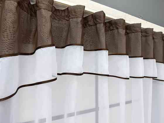 Гардина арка на кухню VR-Textil № 110к белый с венге 280х170 см (52-1229) Киев
