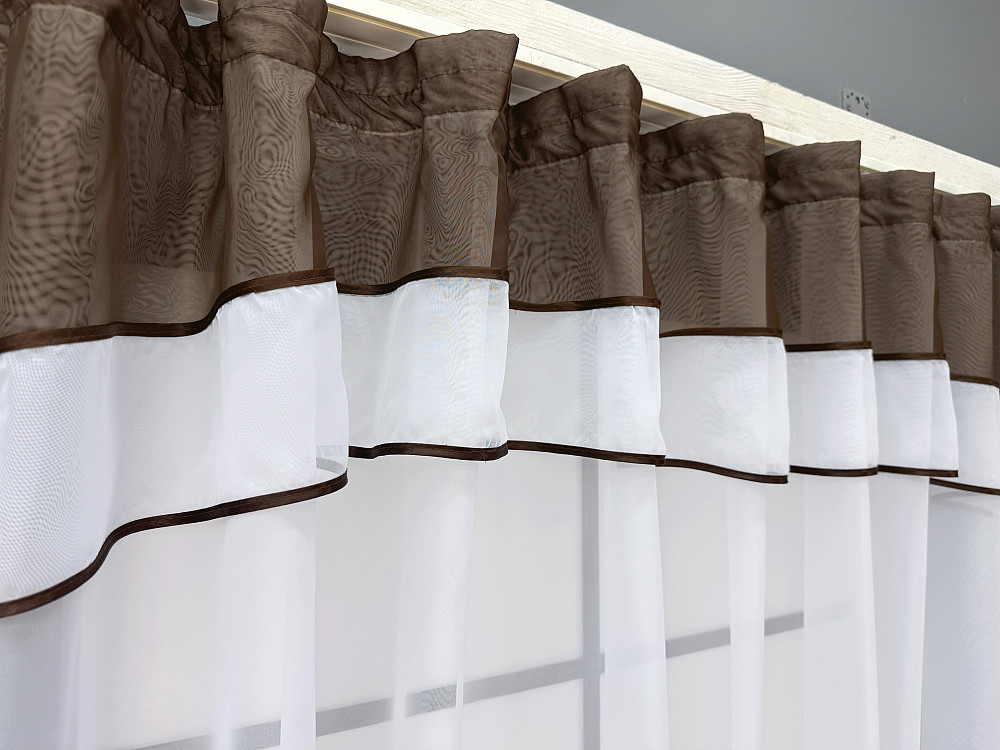 Гардина арка на кухню VR-Textil № 110к білий з венге 280х170 см (52-1229) Київ - фото 5