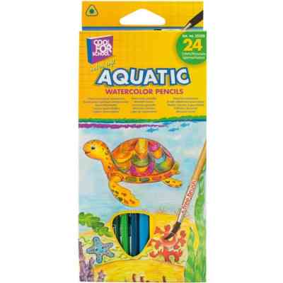 Карандаши цветные Cool For School Aquatic Extra Soft акварельные, с кистью 24 цветов (CF15158) Винница
