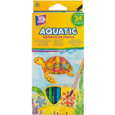 Карандаши цветные Cool For School Aquatic Extra Soft акварельные, с кистью 24 цветов (CF15158) Винница - изображение 1