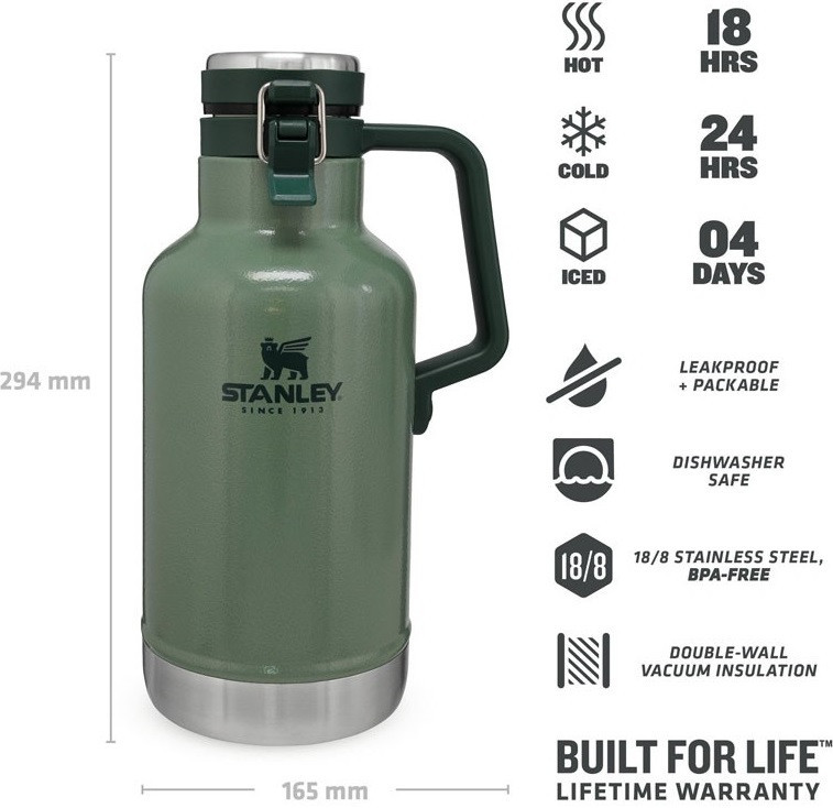 Термос з ручкою для пива 1.9 літра Stanley "Classic Growler" (10-01941-067) Нержавіюча сталь Нововолинськ - фото 6