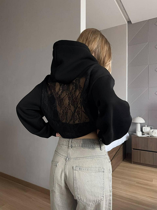 Женская стильная теплая худис открытой спиной трехнить пенье на флисе и кружево. Одесса - изображение 3