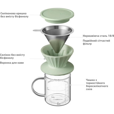 Заварник Buydeem для кави CD1024 Cozy Greenish (CD1024-CG) Вінниця - фото 10