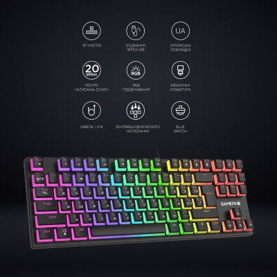 Клавиатура GamePro MK80R Red Switch RGB USB Black (MK80R) Винница - изображение 5