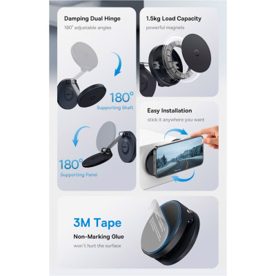 Універсальний автотримач Baseus MagPro Magnetic Foldable Phone Mount Cluster Black (B10564101121-00) Вінниця - фото 3