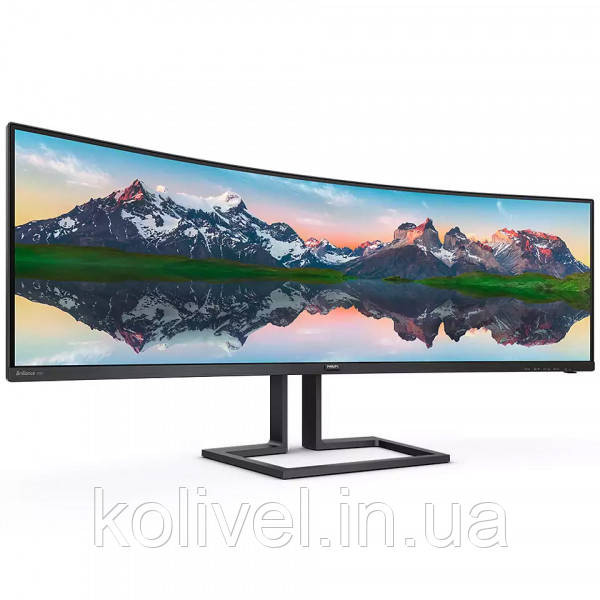 TFT 48.8" Philips 498P9Z, VA, 5120 x 1440, HDMI 2.0 x 3, DP, USB 3.2 x 2, HAS, колонки, чорний (498P9Z/00) Київ - фото 2