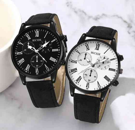 Подарочный набор для мужчин и женщин: 2 парные часы, - диам. 4см, длин 22см, шир. рем. 2см черный Киев