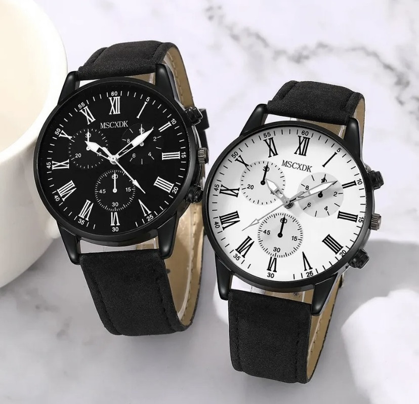 Подарочный набор для мужчин и женщин: 2 парные часы, - диам. 4см, длин 22см, шир. рем. 2см черный Киев - изображение 4