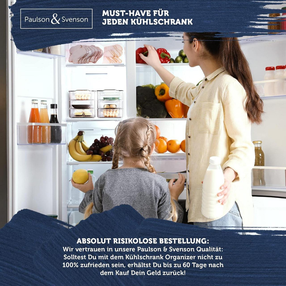 Органайзер для холодильника Paulson & Svenson, набір 6 контейнерів, з кришками та рифленими вставками Київ - фото 6