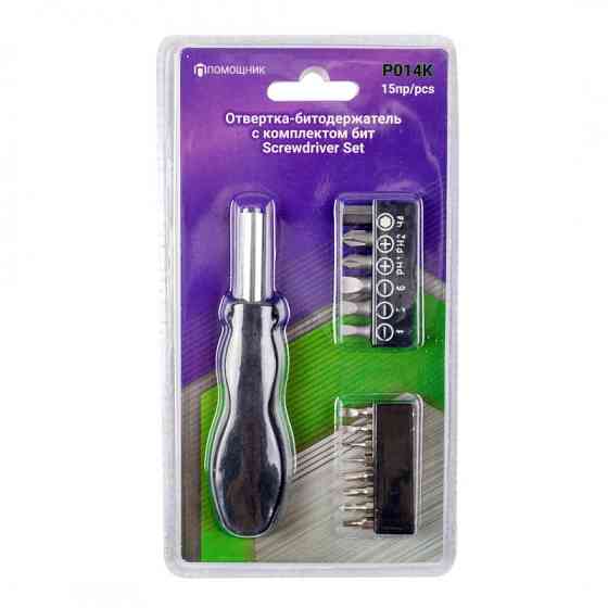 Отвертка-битодержатель с комплектом бит, 15пр.(L-110мм, PH:000,00,0,1,2,4, SL:1,1.5,2.5,3,4,5,6мм),в блистере Одесса
