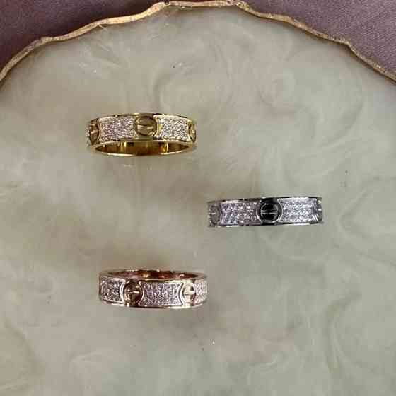 Cartier кольцо LOVE с мелким цирконием / Картье кольцо с мелкими камнями в белом золоте Одесса