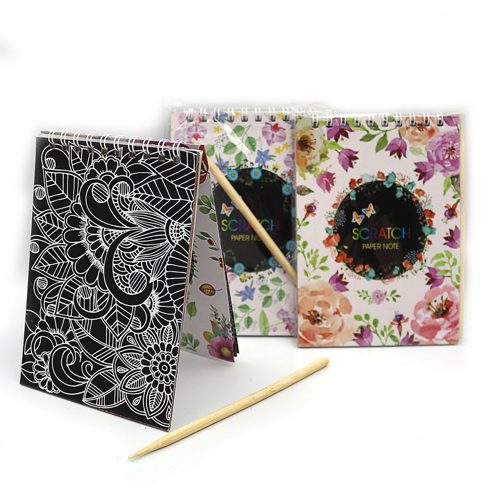 Скетчбук для гравюр А6 "Josef Otten" Квіти, чорні сторінки + паличка, на спіралі, DSCN9319-W, шт Київ - фото 1