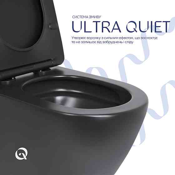 Унитаз подвесной Qtap Robin New Ultra Quiet с сиденьем с сиденьем Soft-Close MATT BLACK QT13332381АSMB Киев