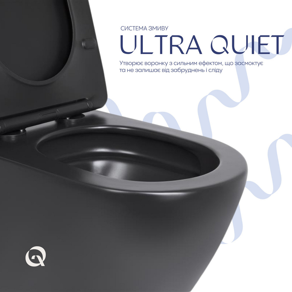 Унитаз подвесной Qtap Robin New Ultra Quiet с сиденьем с сиденьем Soft-Close MATT BLACK QT13332381АSMB Киев - изображение 5