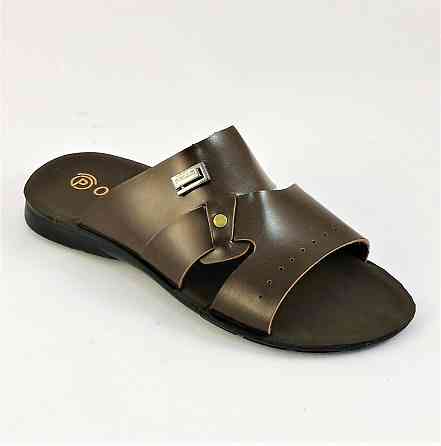 Мужские Шлёпанцы Тапочки Сланцы Коричневые Кожаные (размеры: 41,42,43,44,45) Днепр