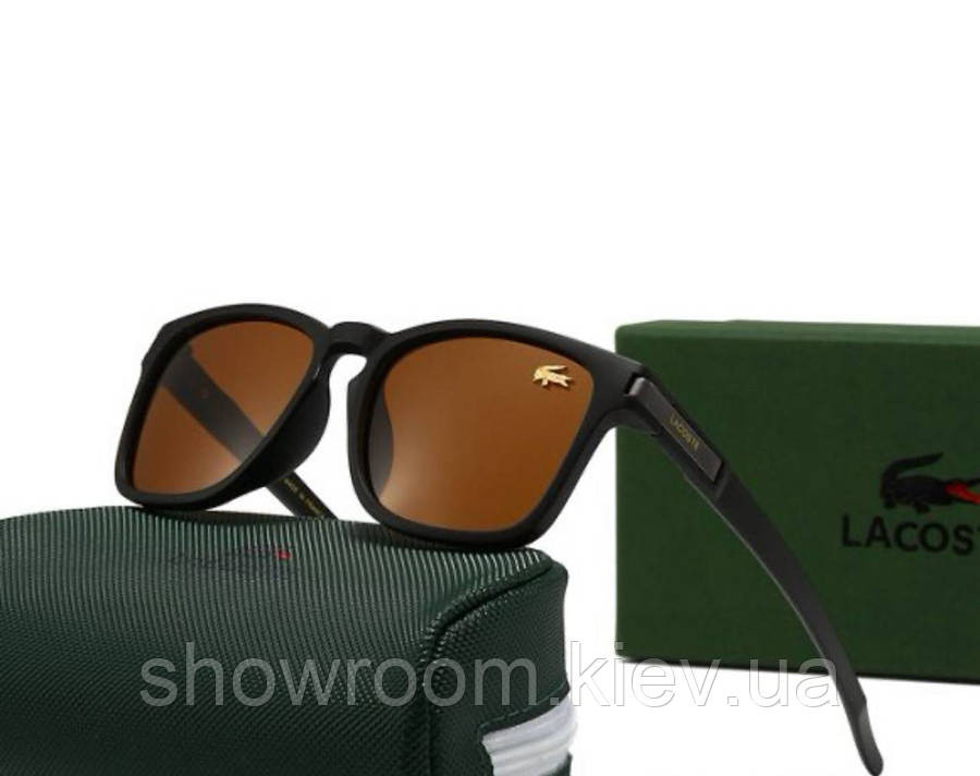 Чоловічі коричневі сонцезахисні окуляри з поляризацією Lacoste (23028) Київ - фото 1