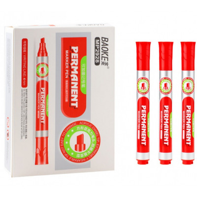 Маркер Baoke водостійкий, 1-4 мм клин. накінечник червоний (MARK-PER-BAO-MP2928R) Вінниця - фото 1